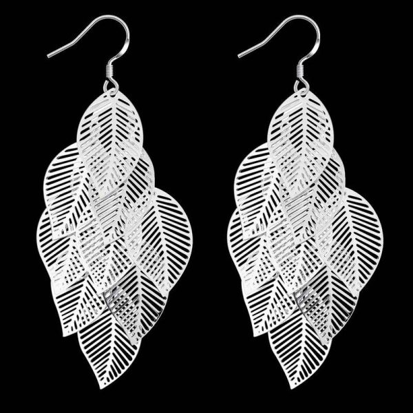 Leaf Drop Bohemian Layered Filigree Leaf Earrings – S925 Sterling Silver Boho Chic Pendant - Image 2