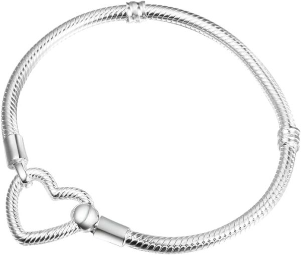 Moments Heart Closure Snake Chain Bracelet – S925 Sterling Silver Elegant Jewelry for Women - Image 4