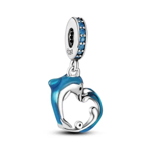 Heart of the Sea Dolphin Charm – Blue Dolphin & Heart Design in 925 Silver
