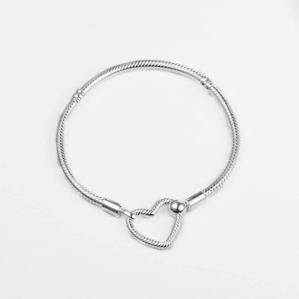 Moments Heart Closure Snake Chain Bracelet – S925 Sterling Silver Elegant Jewelry for Women - Image 2
