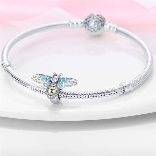 Golden Queen Bee Charm – Sterling Silver & Enamel Honeybee Pendant - Image 2