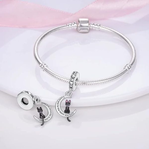 Enchanted Moon Cat Charm – 925 Silver Crescent & Cat Pendant for Magic Lovers - Image 2