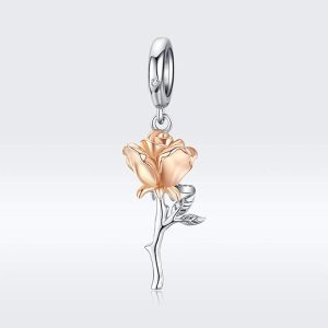 3D Rose Charm – 925 Sterling Silver Floral Pendant