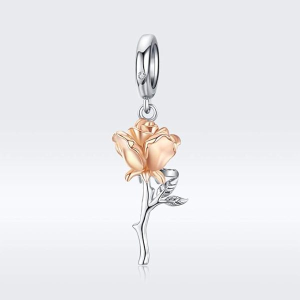3D Rose Charm – 925 Sterling Silver Floral Pendant