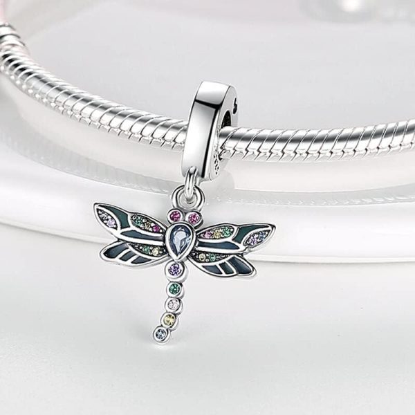 Glow-in-the-Dark Firefly Charm – Multicolored Sterling Silver Nature Pendant - Image 2