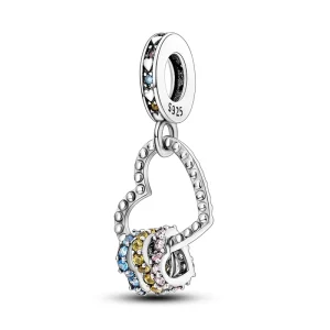 Heart Rings Dangle Charm β Romantic 925 Silver Love & Connection Pendant