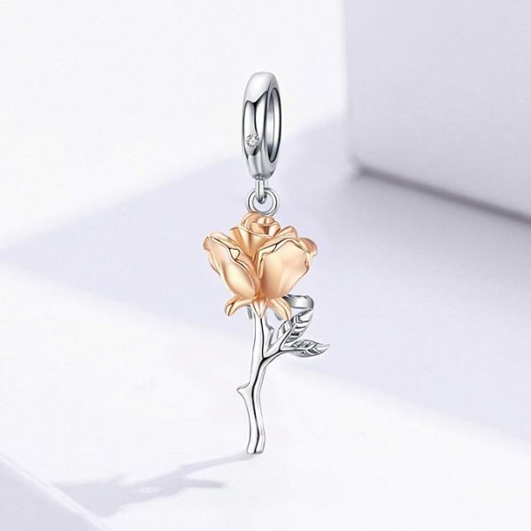 3D Rose Charm – 925 Sterling Silver Floral Pendant - Image 3