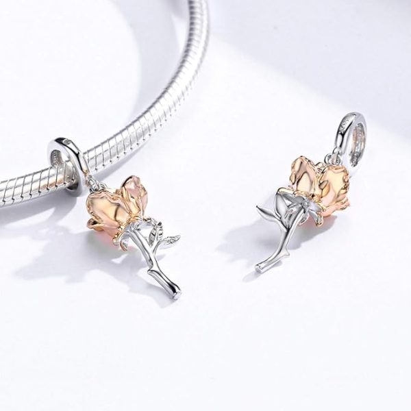 3D Rose Charm – 925 Sterling Silver Floral Pendant - Image 2