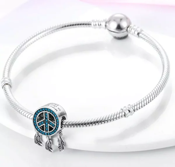 Blue Peace Charm – Sterling Silver Symbol of Love & Harmony - Image 3
