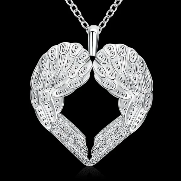 Double Angel Wing Sparkle Pendant – S925 Sterling Silver Celestial Jewelry - Image 3