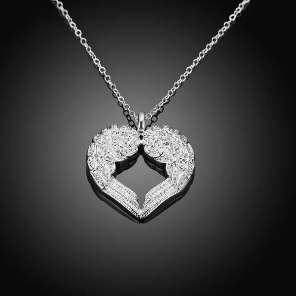 Double Angel Wing Sparkle Pendant – S925 Sterling Silver Celestial Jewelry - Image 2