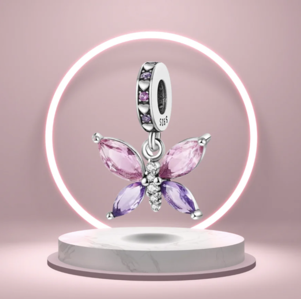 Butterfly Pink and Purple Charm – S925 Sterling Silver Vibrant Nature Pendant - Image 5