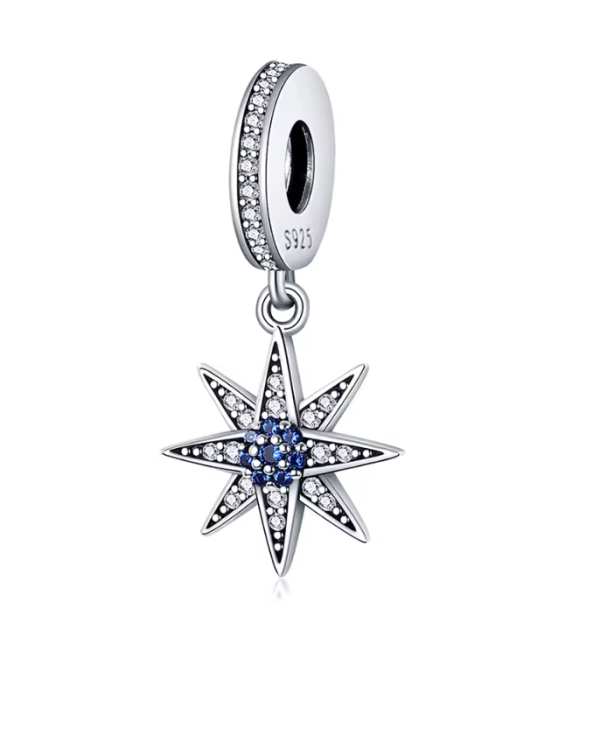 Shining Star Charm – Sparkling Sterling Silver Celestial Pendant