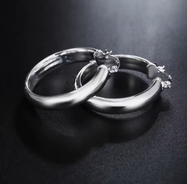 Circle Hoop Earring – 3.5cm S925 Sterling Silver Classic Elegance - Image 9