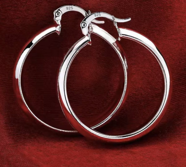 Circle Hoop Earring – 3.5cm S925 Sterling Silver Classic Elegance - Image 2