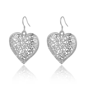 Heart Dangle Hook Earrings – S925 Sterling Silver - Romantic & Timeless Design