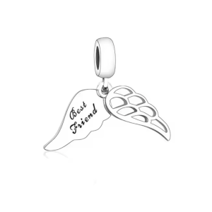 Best Friend Angel Wings Charm – 925 Sterling Silver Friendship Pendant