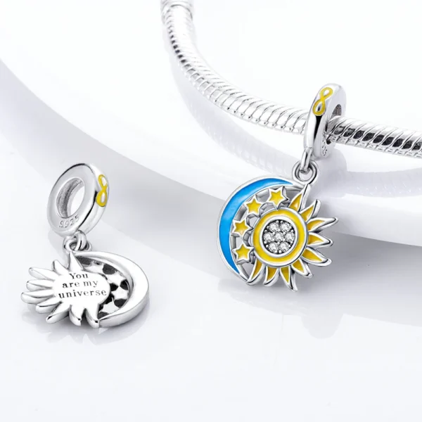 Celestial Sun & Moon Charm – Sterling Silver Cosmic Balance Pendant - Image 3