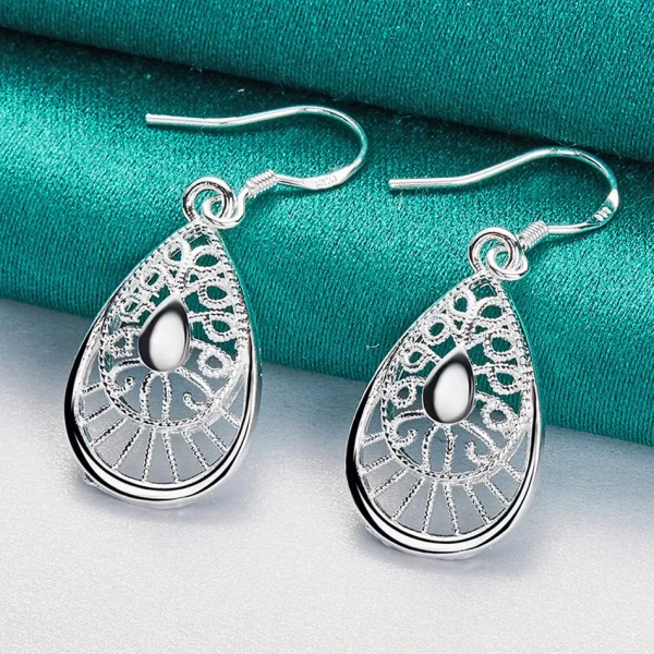 Fancy Water Droplet Earrings – S925 Sterling Silver - Elegant & Timeless Design - Image 3