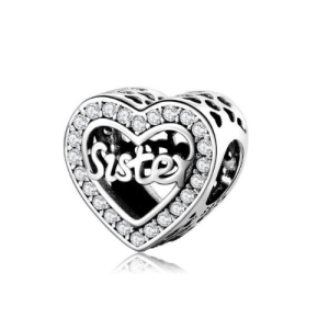 Sister Heart Charm – 925 Sterling Silver Symbol of Love & Bond