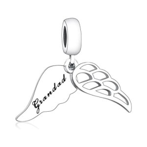Grandad Angel Wings Charm – 925 Sterling Silver Memorial Pendant