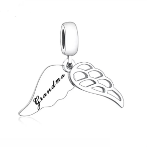 Grandma Angel Wings Charm – 925 Sterling Silver Memorial Pendant