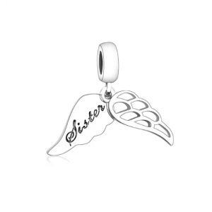Sister Angel Wings Charm – 925 Sterling Silver Memorial Pendant