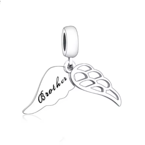 Brother Angel Wings Charm – 925 Sterling Silver Memorial Pendant