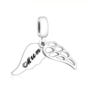 Mum Angel Wings Charm – 925 Sterling Silver Memorial Pendant