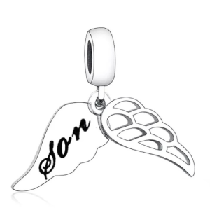 Son Angel Wings Charm – 925 Sterling Silver Memorial Pendant