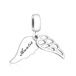 Auntie Angel Wings Charm – 925 Sterling Silver Memorial Pendant