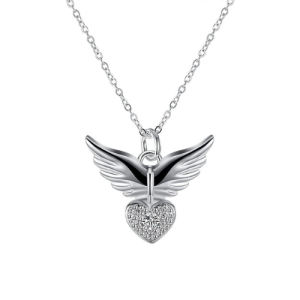 Heart Wings Necklace – S925 Sterling Silver Angelic Love Pendant