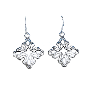 Carved Square Earrings – S925 Sterling Silver Geometric Design Dangle Earrings