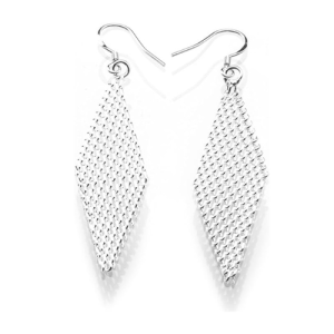 Silky Chain Mesh Prismatic Earrings – S925 Sterling Silver Elegant Dangle Earrings