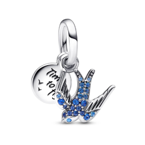 Time to Fly Swallow Charm – 925 Silver Blue Bird Pendant for Freedom Seekers