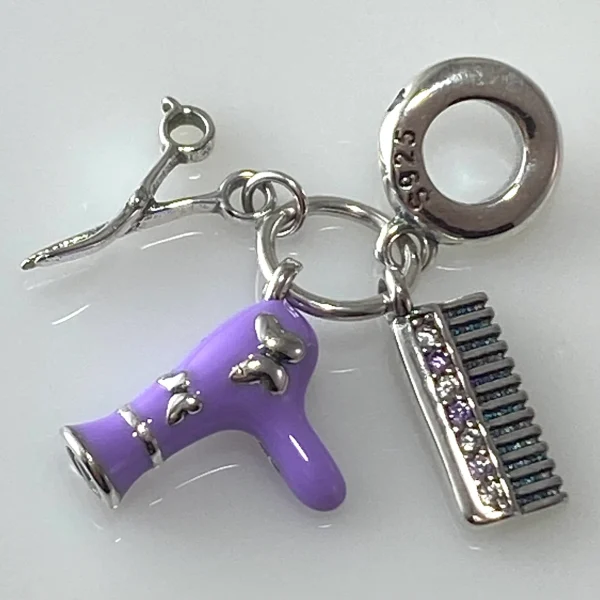 Hairstylist Salon Charm – 925 Sterling Silver Scissors & Comb Pendant - Image 5