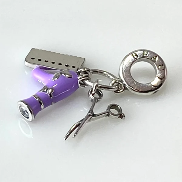 Hairstylist Salon Charm – 925 Sterling Silver Scissors & Comb Pendant - Image 4