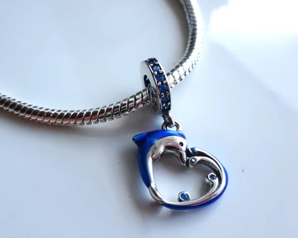 Heart of the Sea Dolphin Charm – Blue Dolphin & Heart Design in 925 Silver - Image 4