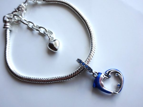Heart of the Sea Dolphin Charm – Blue Dolphin & Heart Design in 925 Silver - Image 3