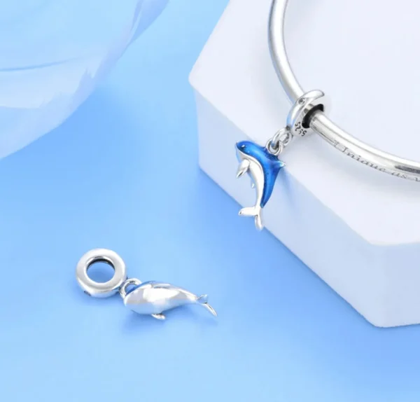 Ocean Spirit Dolphin Charm – 925 Silver Blue Dolphin Pendant for Bracelets - Image 3