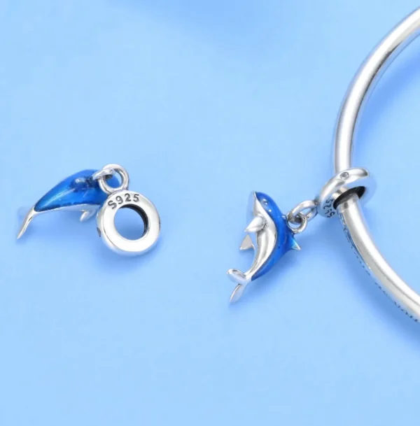 Ocean Spirit Dolphin Charm – 925 Silver Blue Dolphin Pendant for Bracelets - Image 4