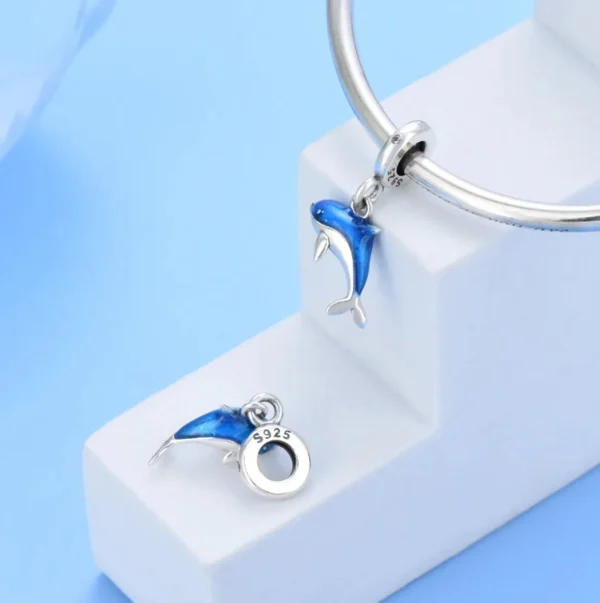 Ocean Spirit Dolphin Charm – 925 Silver Blue Dolphin Pendant for Bracelets - Image 5