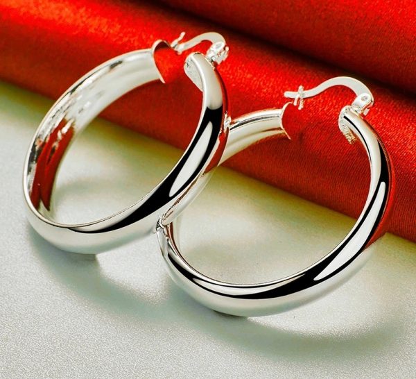 Circle Hoop Earring – 3.5cm S925 Sterling Silver Classic Elegance - Image 4