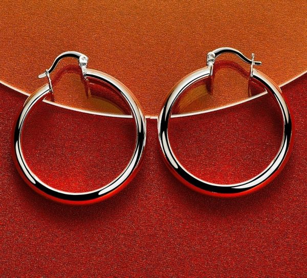 Circle Hoop Earring – 3.5cm S925 Sterling Silver Classic Elegance - Image 3