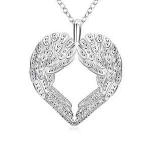 Double Angel Wing Sparkle Pendant – S925 Sterling Silver Celestial Jewelry