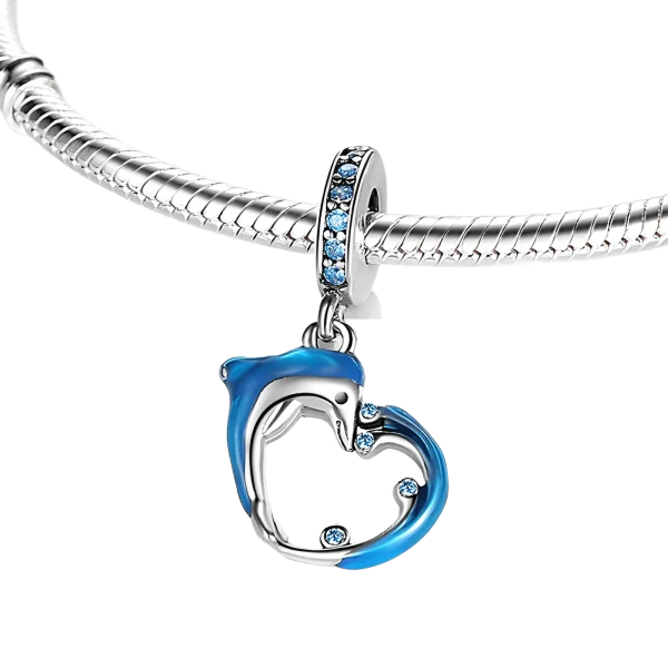 Heart of the Sea Dolphin Charm – Blue Dolphin & Heart Design in 925 Silver - Image 2