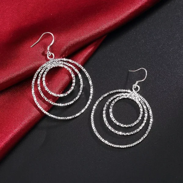 Three Circle Big Earrings – Bold S925 Sterling Silver Statement Jewelry - Image 3