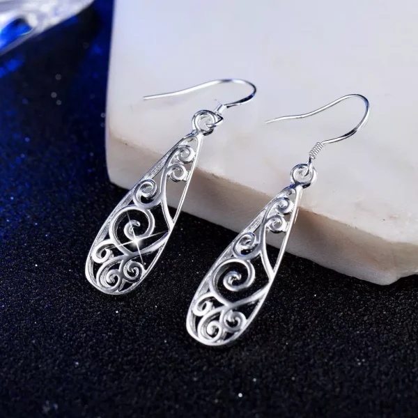 Silver Waterdrop Earrings – S925 Sterling Silver Elegant Drop Earrings - Image 3
