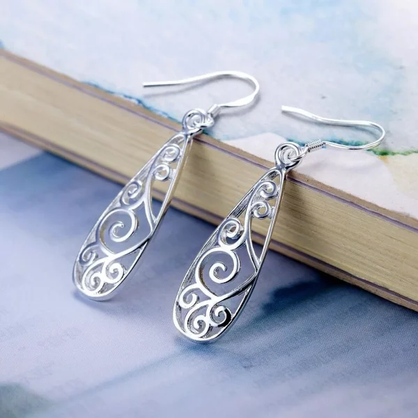 Silver Waterdrop Earrings – S925 Sterling Silver Elegant Drop Earrings - Image 2