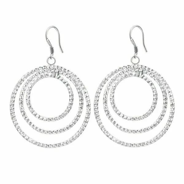 Three Circle Big Earrings – Bold S925 Sterling Silver Statement Jewelry